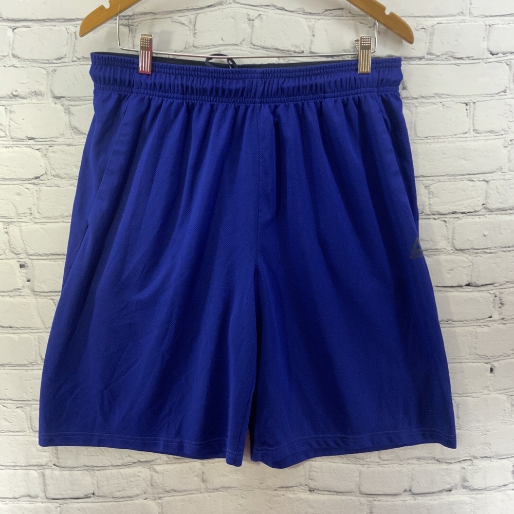 Reebok Athletic Shorts‎ Mens Sz L Dark Blue Black Drawstring Waist